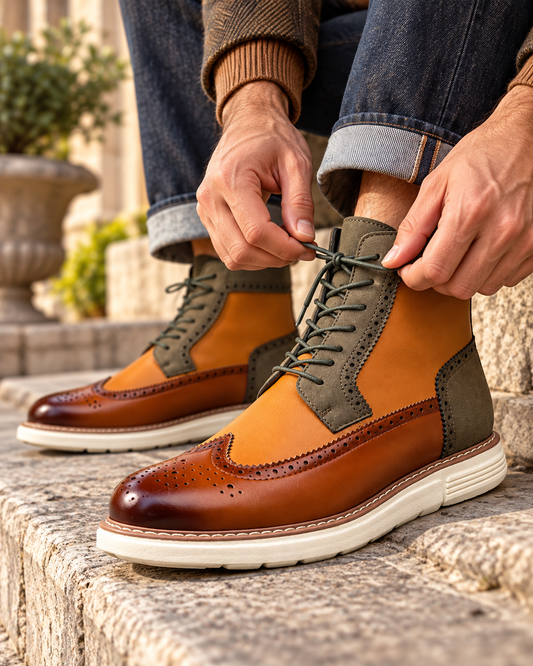 Men's Leather Brogue Boots