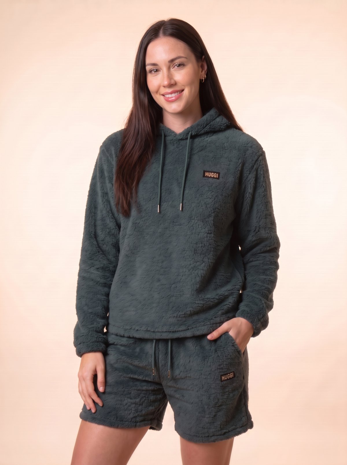 Women's Plush Fleece Hoodie & Shorts Set