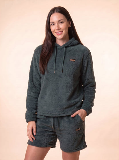 Women's Plush Fleece Hoodie & Shorts Set