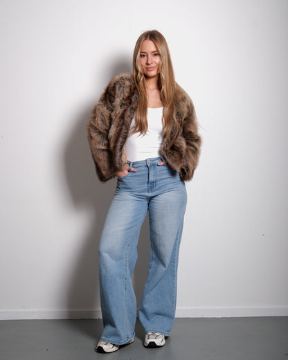 Women's Cropped Vegan Fur Jacket