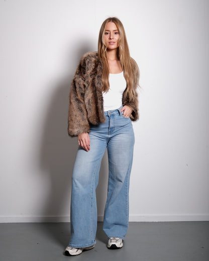 Women's Cropped Vegan Fur Jacket