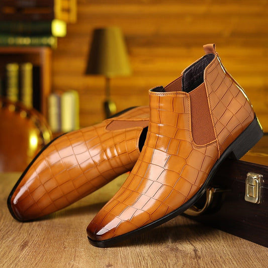 Men's Croc-Embossed Chelsea Boots