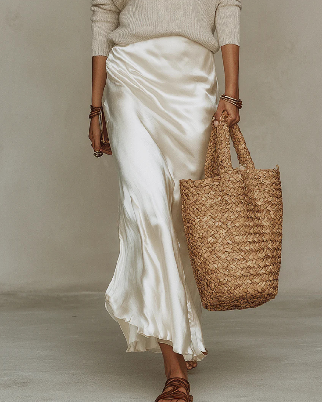 Women's Satin Midi Dress with Included Sweater, view 5