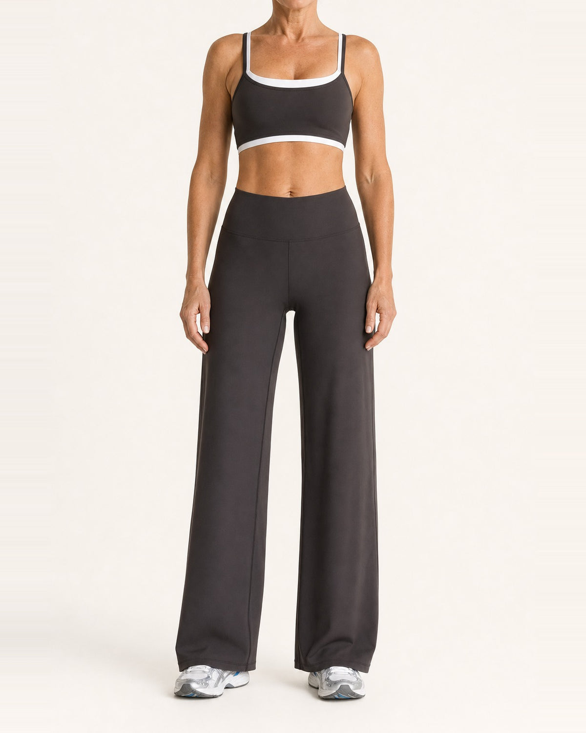 Women's Nylon-Spandex Wide Leg Pants – High-Waist Tummy Control