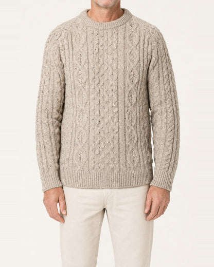Unisex British Wool Cable Knit Crew Neck Jumper – Skiddaw
