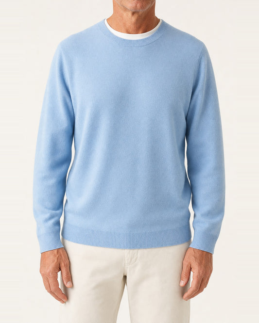 Men's Soft Cashmere-Blend Sweater – Precision Fit, Sky Blue
