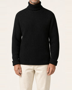 Men's Cotton Ribbed Turtleneck Sweater – Slim Fit