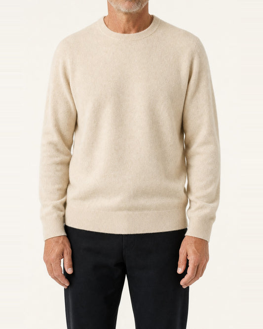 Men's Merino Wool Lightweight Crew Neck Knit Sweater – Khaki
