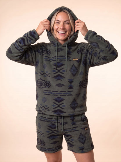 Women's Plush Fleece Hoodie & Shorts Set