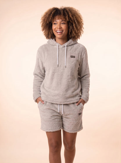 Women's Plush Fleece Hoodie & Shorts Set