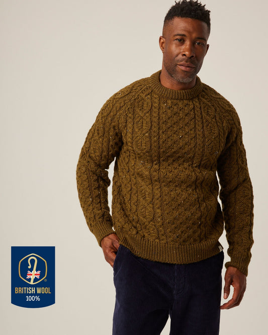 Unisex Aran Wool Crew Neck Sweater