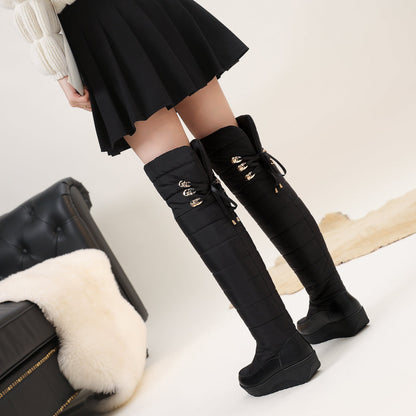 Women's Bow-Detail Plush-Lined Over-The-Knee Boots