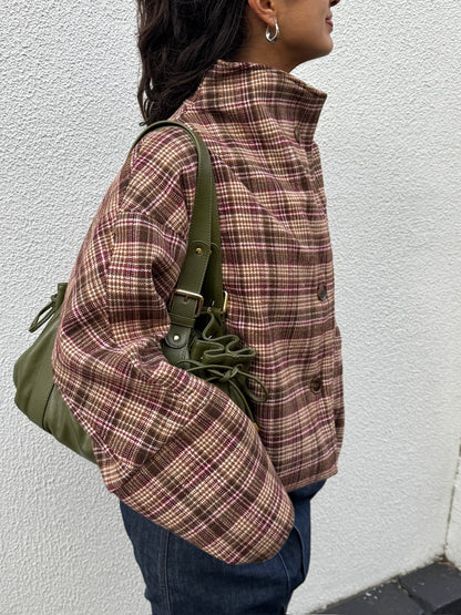 Women's Checkered Wool-Blend Oversized Jacket