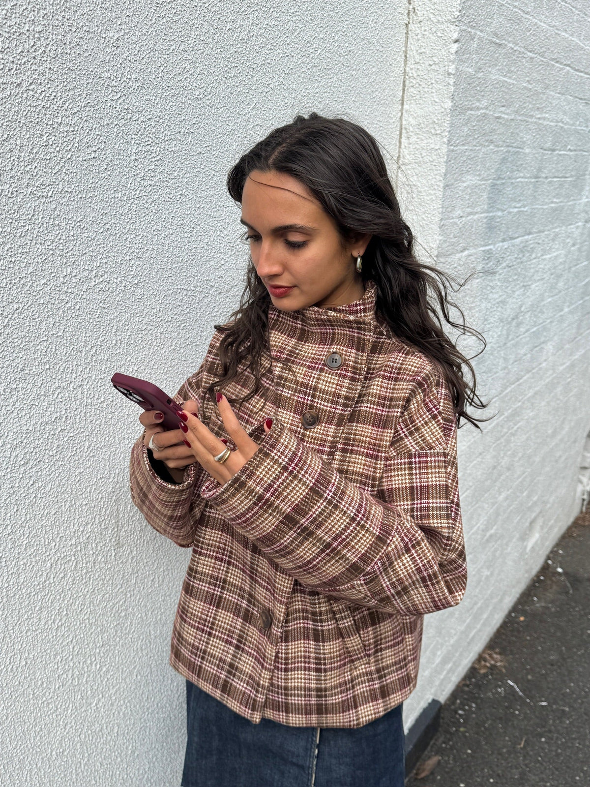 Women's Checkered Wool-Blend Oversized Jacket