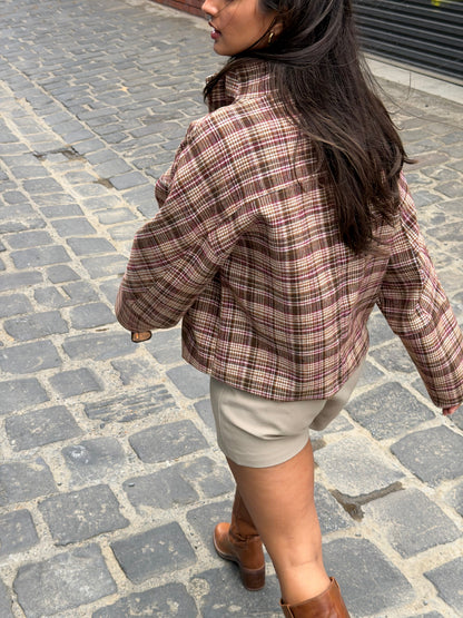 Women's Checkered Wool-Blend Oversized Jacket
