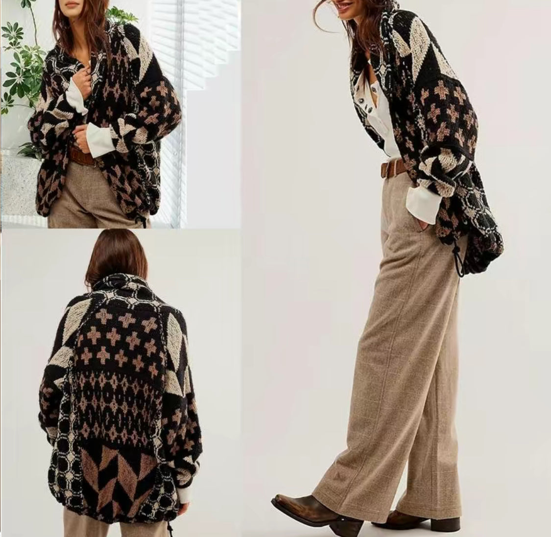 Women's Geometric Knit Cardigan