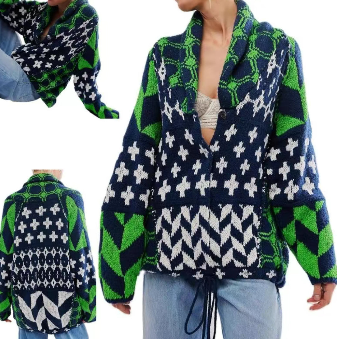 Women's Geometric Knit Cardigan