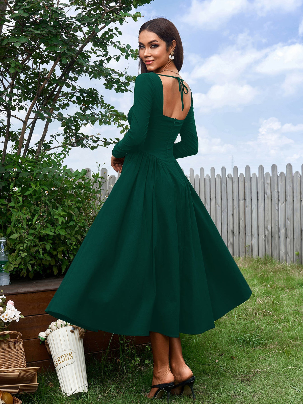 Women's Tie-Back A-Line Maxi Dress
