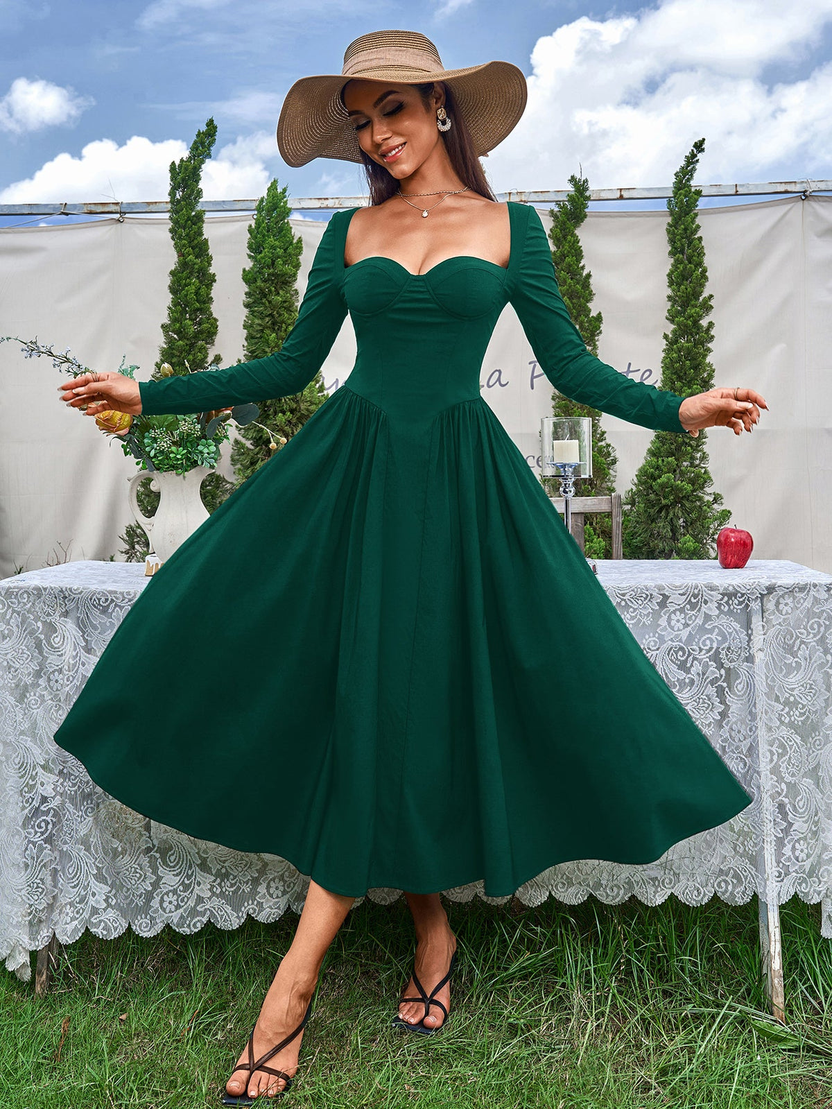 Women's Tie-Back A-Line Maxi Dress
