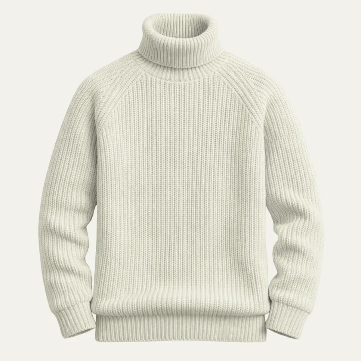 Men's Chunky Wool Ribbed Turtleneck Sweater – Relaxed Fit, view 2