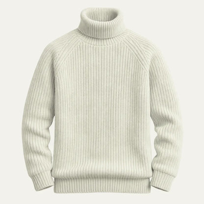 Men's Chunky Wool Ribbed Turtleneck Sweater – Relaxed Fit, view 2