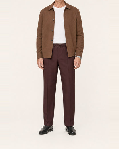 Men's Polyester Blend Pull-On Straight Leg Pants – Pintuck Front, Brown