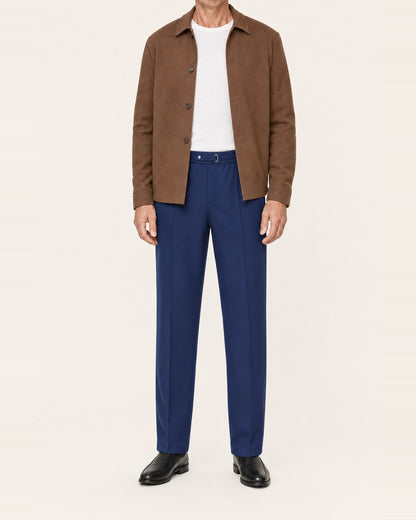 Men's Polyester Blend Pull-On Straight Leg Pants – Pintuck Front, Navy