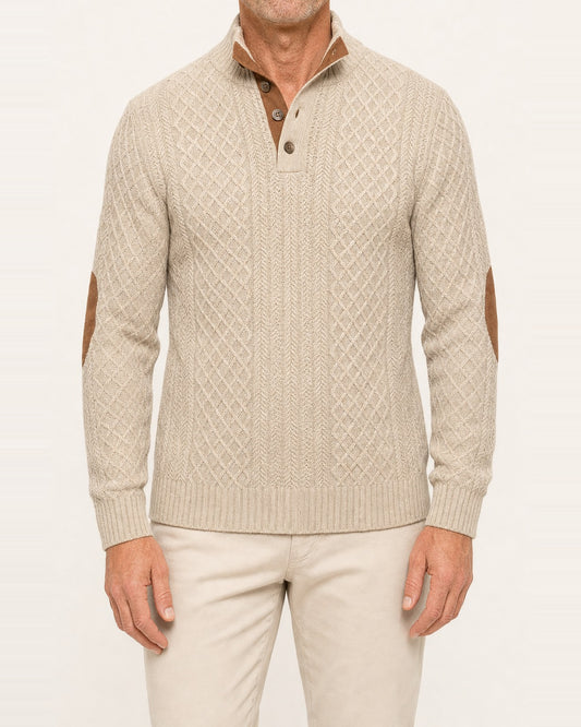 Men's High-Collar Knit Pullover Sweater – Fitted
