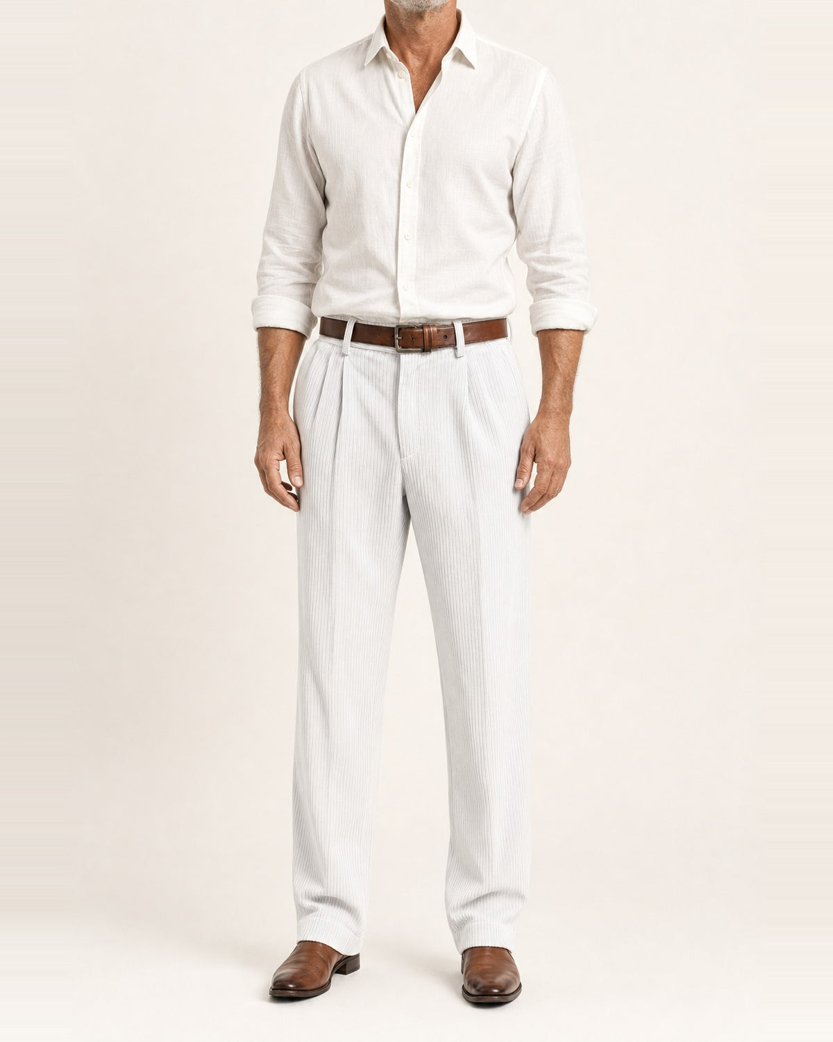Men's Corduroy Multi-Pocket Casual Pants – Relaxed Fit, White