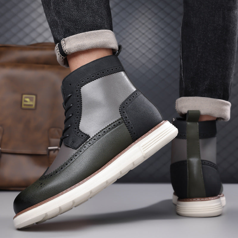 Men's Mixed Leather Brogue Hybrid Boots