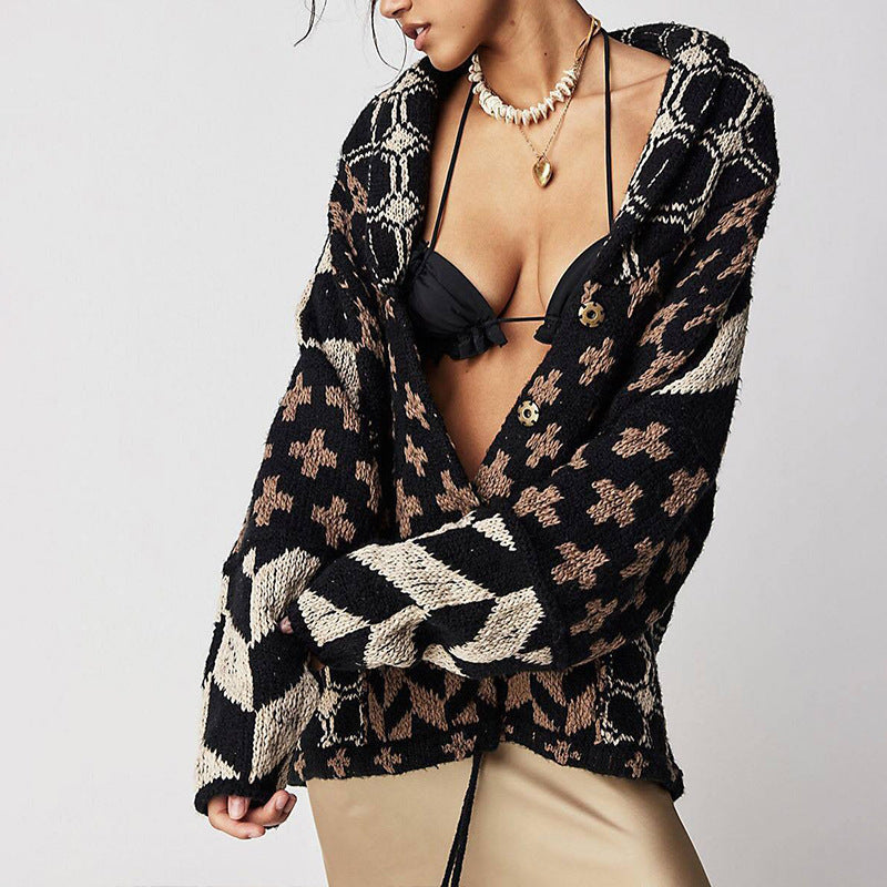 Women's Geometric Knit Cardigan