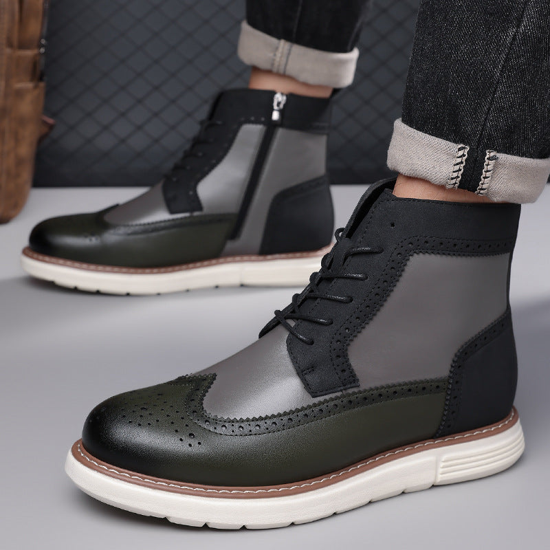 Men's Mixed Leather Brogue Hybrid Boots