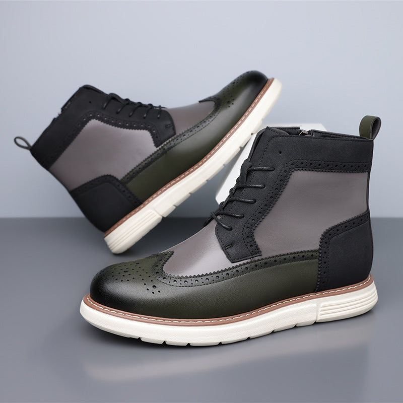 Men's Mixed Leather Brogue Hybrid Boots