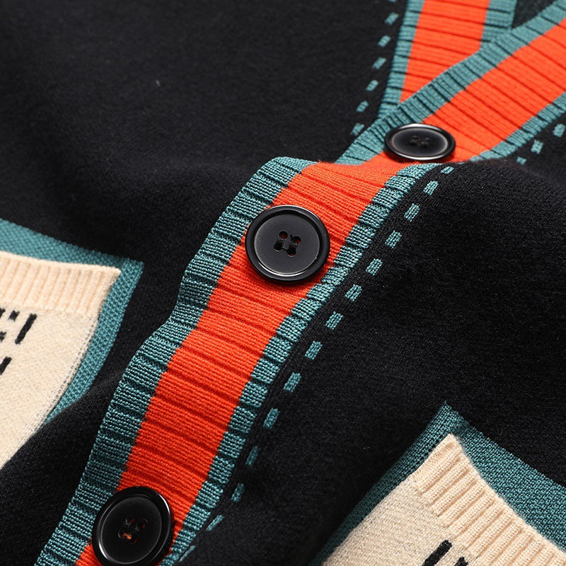 Men's Wool-Blend Contrast Trim Cardigan