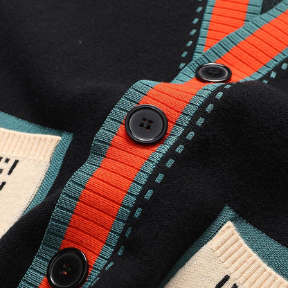 Men's Wool-Blend Contrast Trim Cardigan
