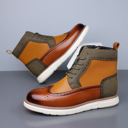 Men's Mixed Leather Brogue Hybrid Boots
