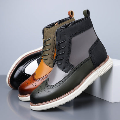 Men's Mixed Leather Brogue Hybrid Boots