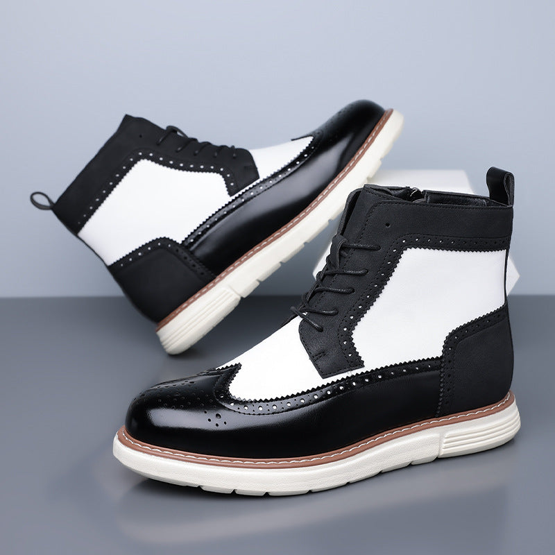 Men's Mixed Leather Brogue Hybrid Boots