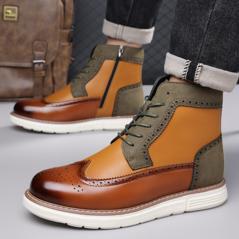 Men's Mixed Leather Brogue Hybrid Boots
