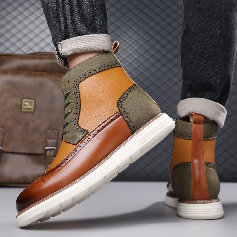 Men's Mixed Leather Brogue Hybrid Boots