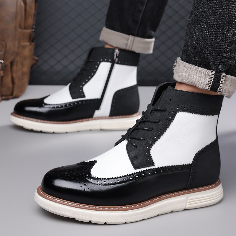 Men's Mixed Leather Brogue Hybrid Boots