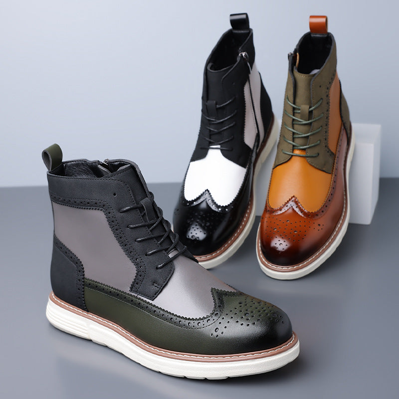 Men's Mixed Leather Brogue Hybrid Boots