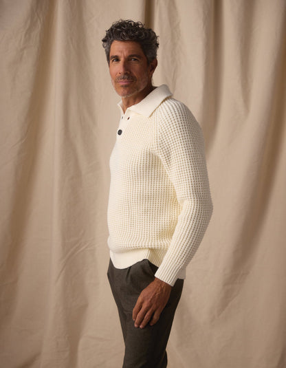 Men's Cotton-Blend Waffle Knit Popover Sweater
