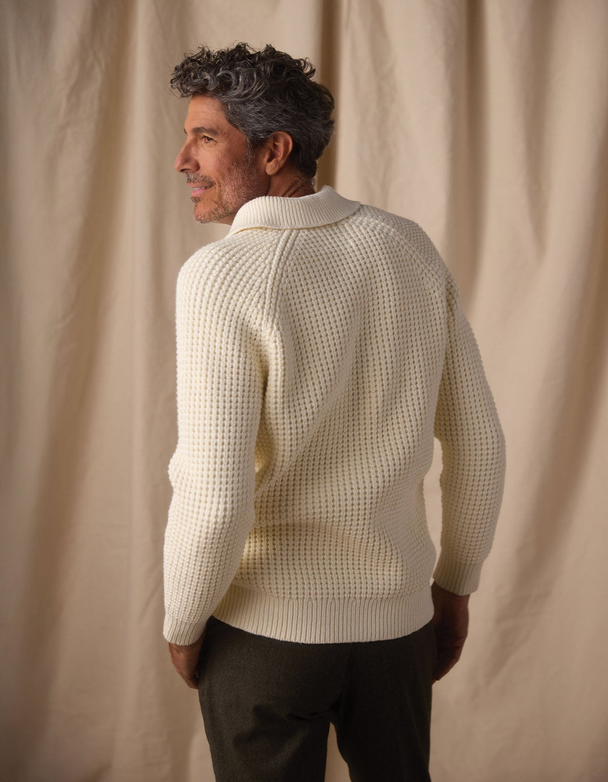 Men's Cotton-Blend Waffle Knit Popover Sweater