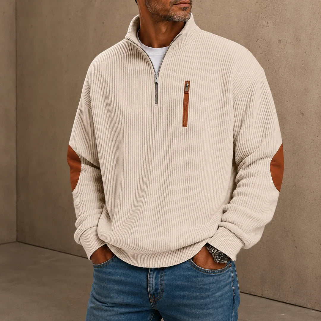 Men's Quarter-Zip Ribbed Pullover