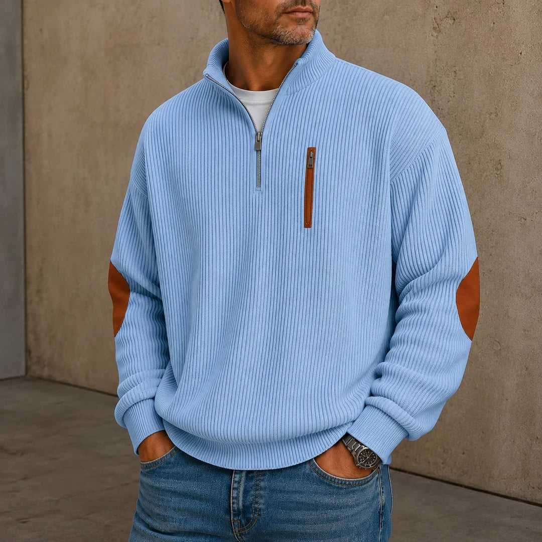 Men's Quarter-Zip Ribbed Pullover