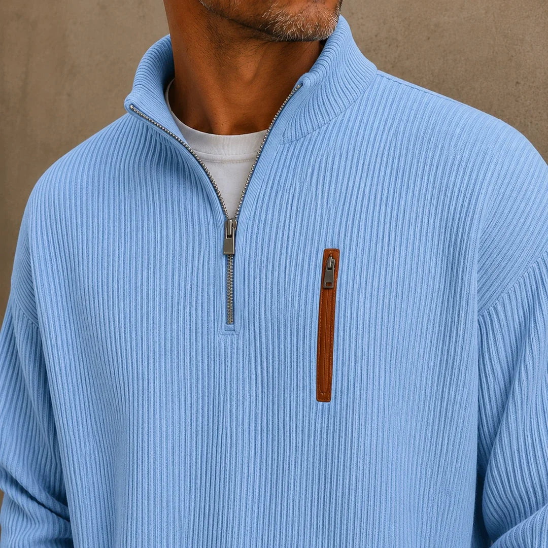 Men's Quarter-Zip Ribbed Pullover