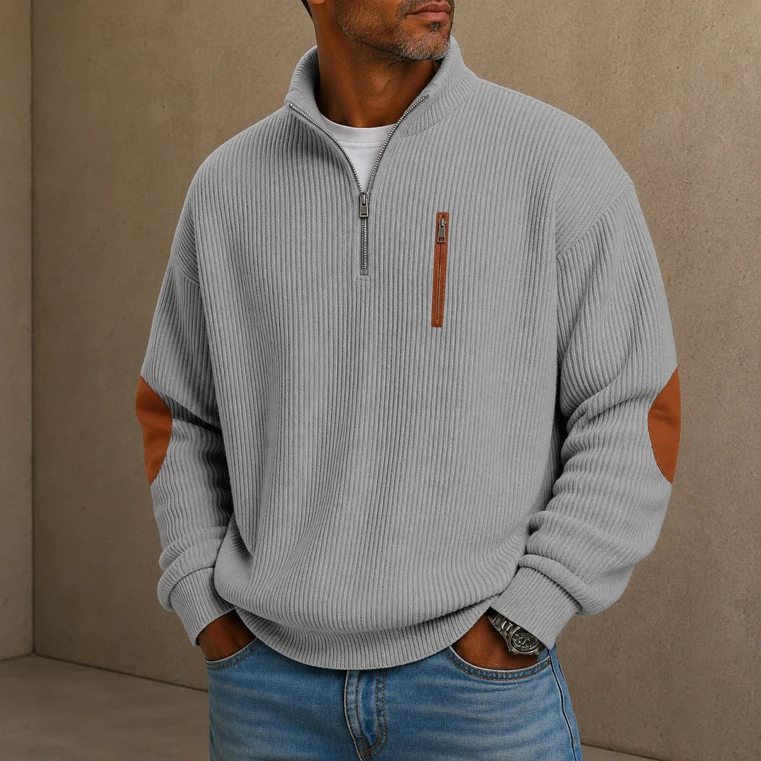 Men's Quarter-Zip Ribbed Pullover