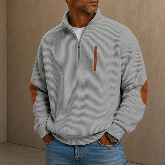 Men's Quarter-Zip Ribbed Pullover