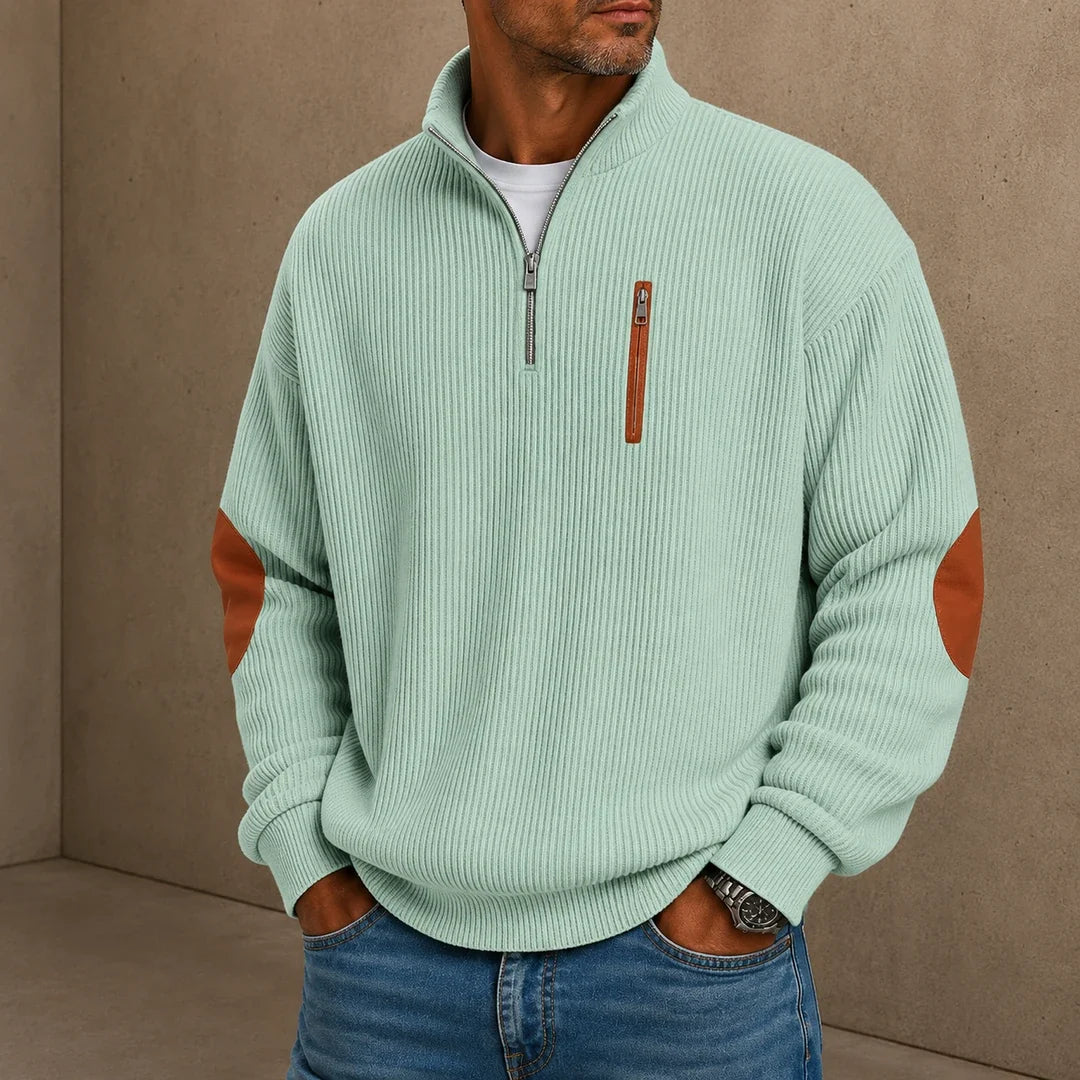 Men's Quarter-Zip Ribbed Pullover